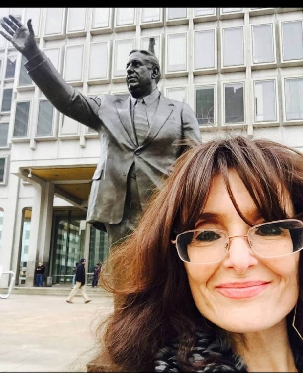 Christine with Frank Rizzo several years ago. She's happy he's coming back to the city. (COURTESY OF CHRISTINE FLOWERS)